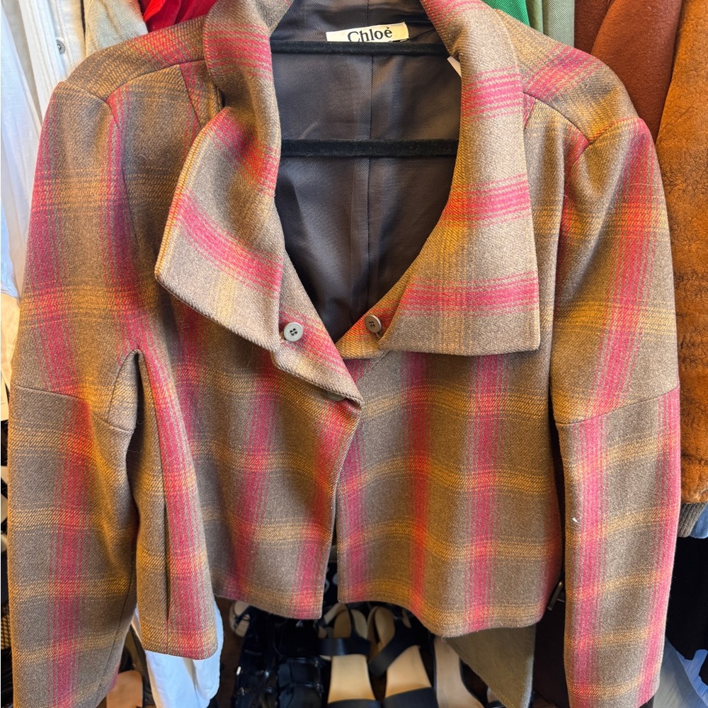 Chloe Plaid Jacket - Brown and red